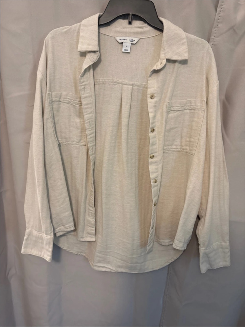 Old Navy Cream Button-Down Collared Shirt